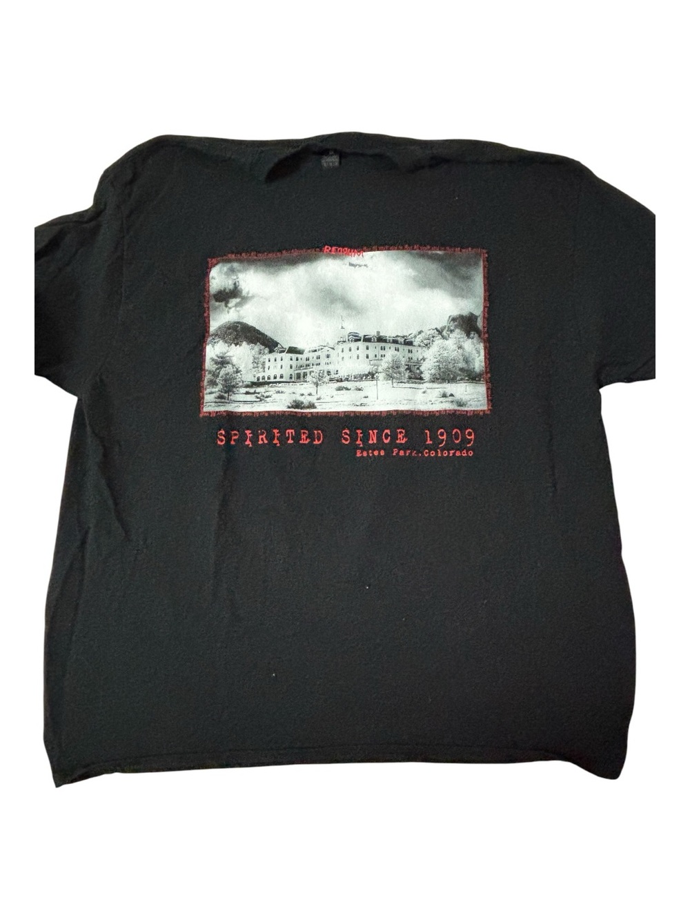🎉 (Men’s XL) The Stanley Hotel "Spirited Since 1909" Redrum Graphic Tee - Picture 2 of 4